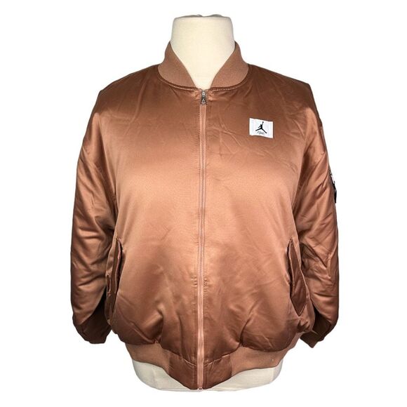 Nike Women’s Jordan Flight Renegade Satin Bomber Jacket - Size 1X - Picture 2 of 9